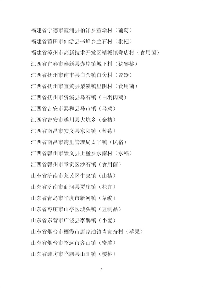 【名單公示】第十一批全國(guó)“一村一品”示范村鎮(zhèn)名單公示(圖8)